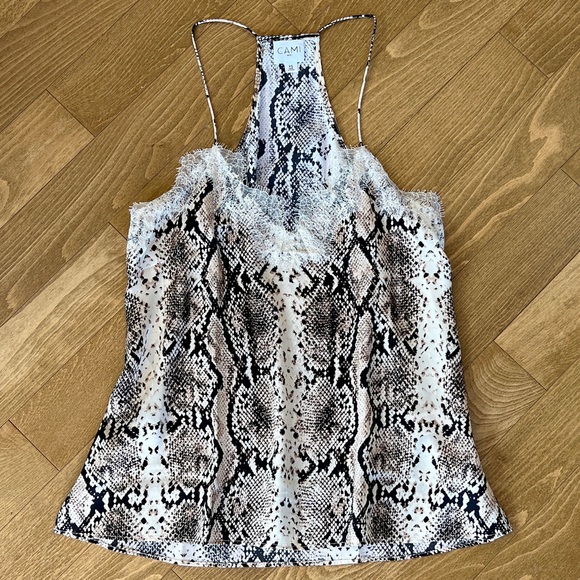 CAMI NYC Racer Snake-Print Charmeuse Cami with Lace (XS) - Picture 4 of 14